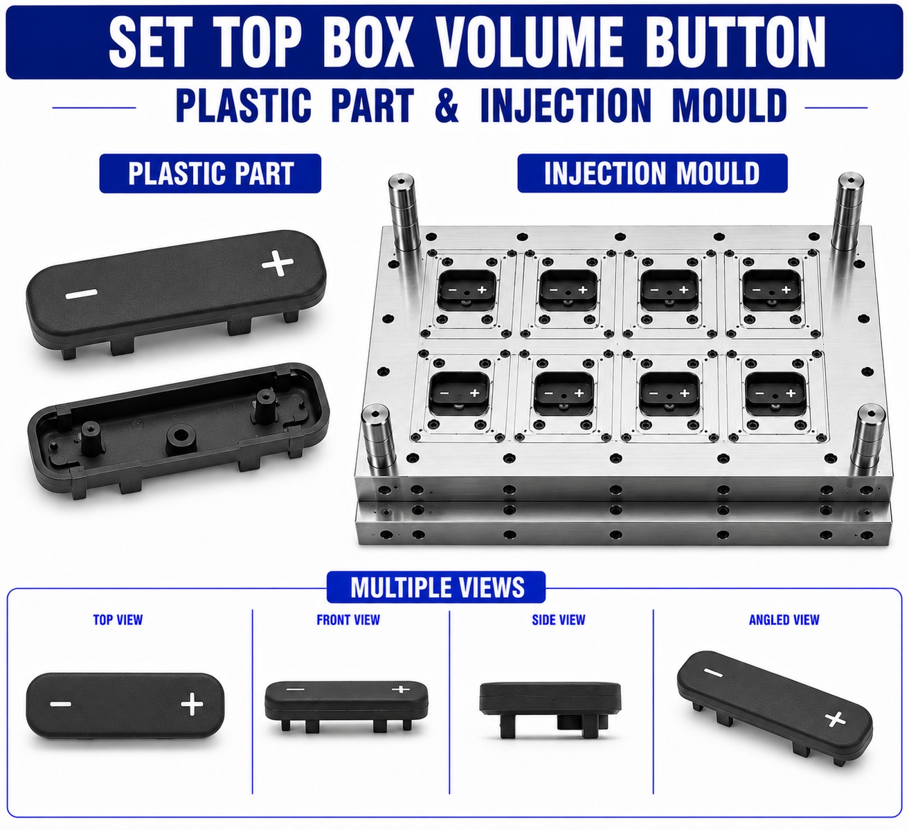 Set Top Box Plastic Volume Buton Mould and Moulding Service